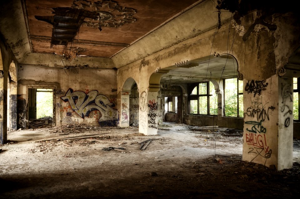 Abandoned Building Full Of Graffiti