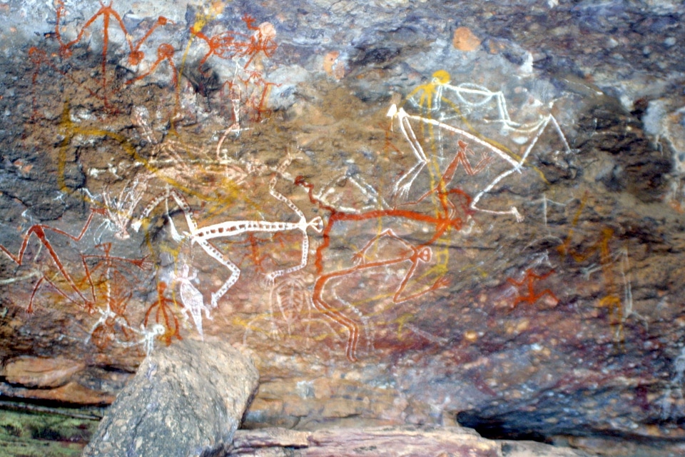 Rock painting australia outback