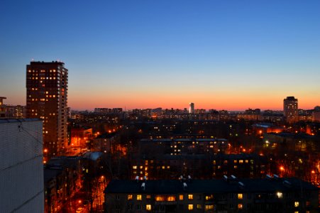 Magicness And Warm Springtime Evening In Korolev-city After Sundown On The Roof