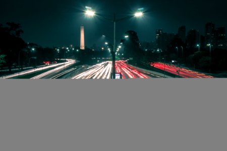 Light Trails On City Street At Night photo