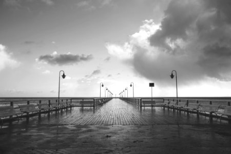 Seaside Pier In Black And White