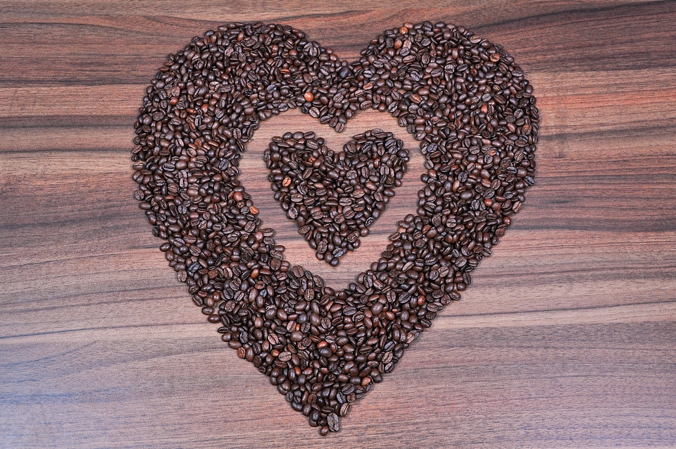 Love coffee hot love double heart