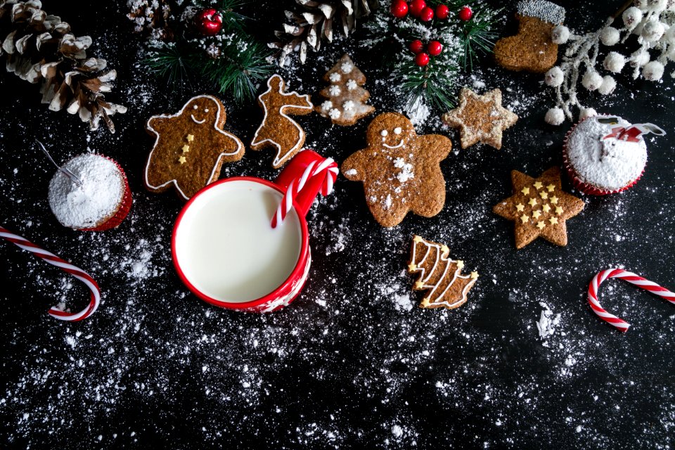 Christmas Cookies Muffins And Milk