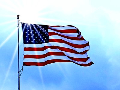USA Flag And Sun