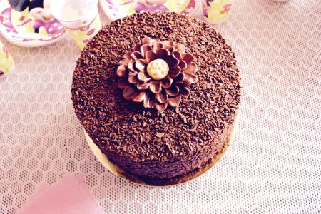 Decorated Chocolate Cake On Table
