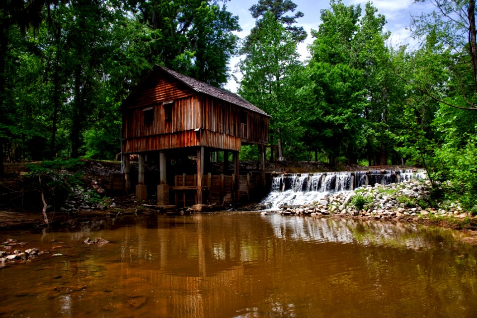 Landscape Photography Of Brown Wooden House On Forest Near River