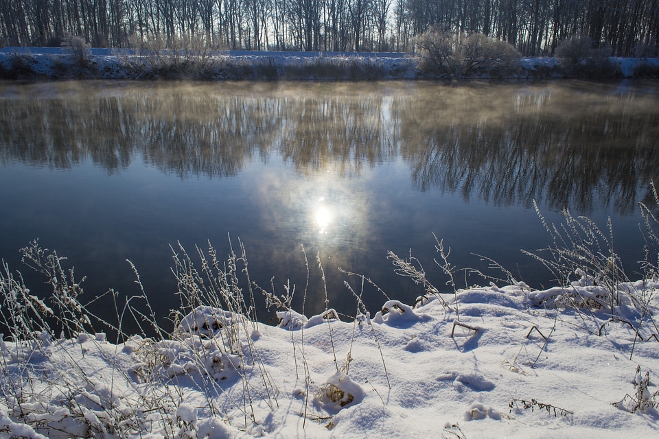 Sun mirroring water