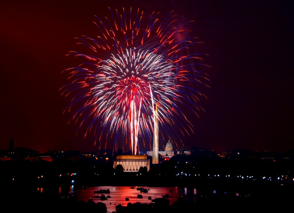 July 4th Fireworks. Washington DC is a spectacular place to celebrate July 4th! Original image from Carol M. Highsmith’s America, Library of Congress collection.