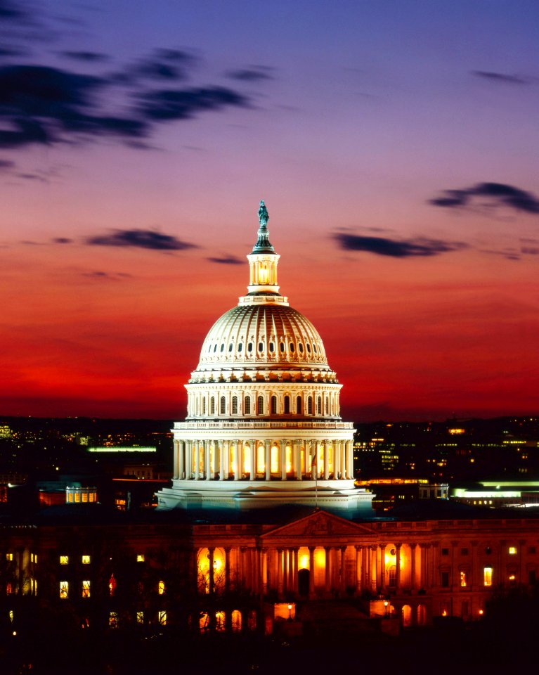 U.S. Capitol, Washington D.C. Photograph taken from the Thomas Jefferson Building. Original image from Carol M. Highsmith’s America, Library of Congress collection.