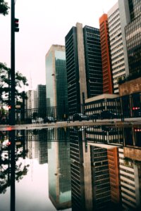 Skyscrapers Reflected In Lake