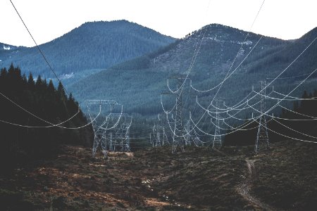 Electricity Pylons And Mountains photo