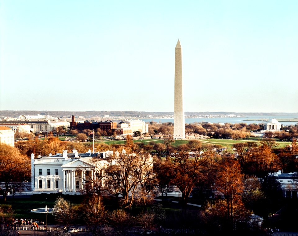 The White House, Washington Monument, and Jefferson Memorial. Original image from Carol M. Highsmith’s America, Library of Congress collection.