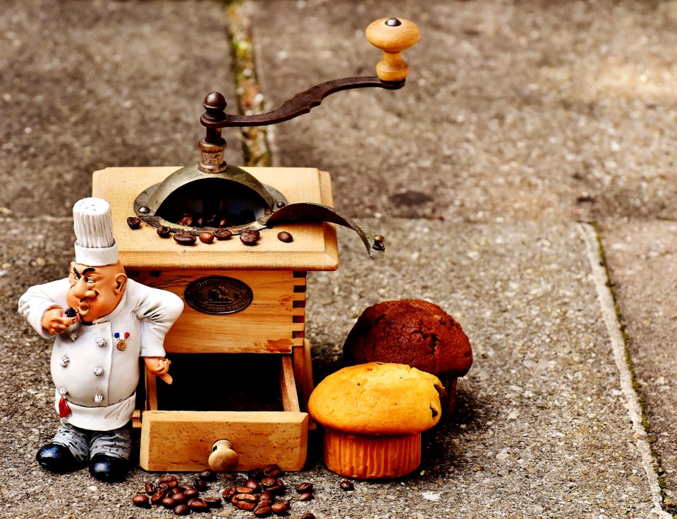 Coffee Bean Grinder And Muffins