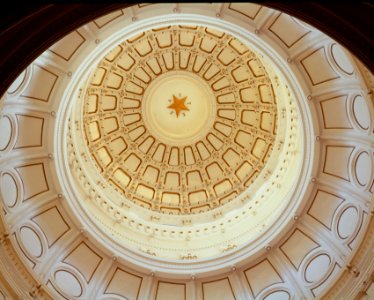 The rotunda ceiling of the Texas capitol in Austin. Original image from Carol M. Highsmith’s America, Library of Congress collection. photo