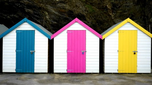 Bathing Huts At Bottom Of Cliff
