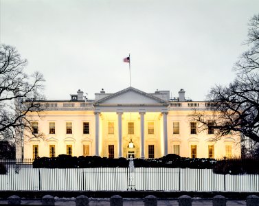 White House at dusk. Original image from Carol M. Highsmith’s America, Library of Congress collection. photo