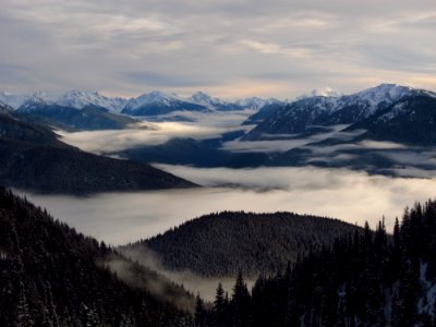 Aerial Photography Of Foggy Mountains photo