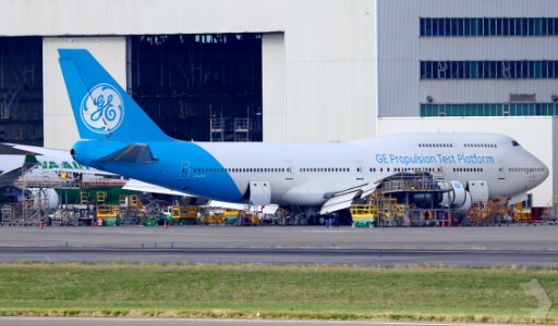 GE Airplane At Hangar photo