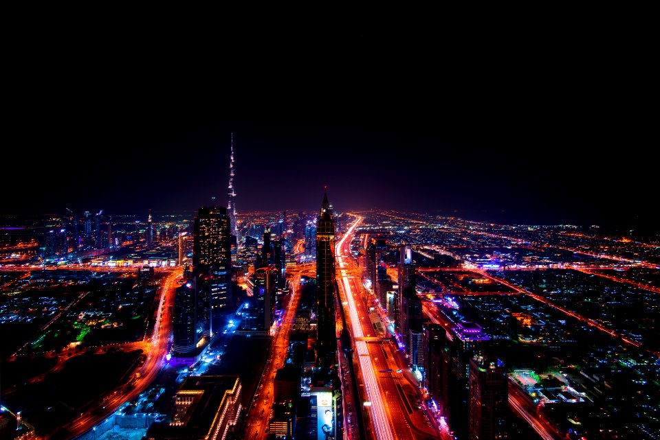 High Rise Buildings During Night Time Photo
