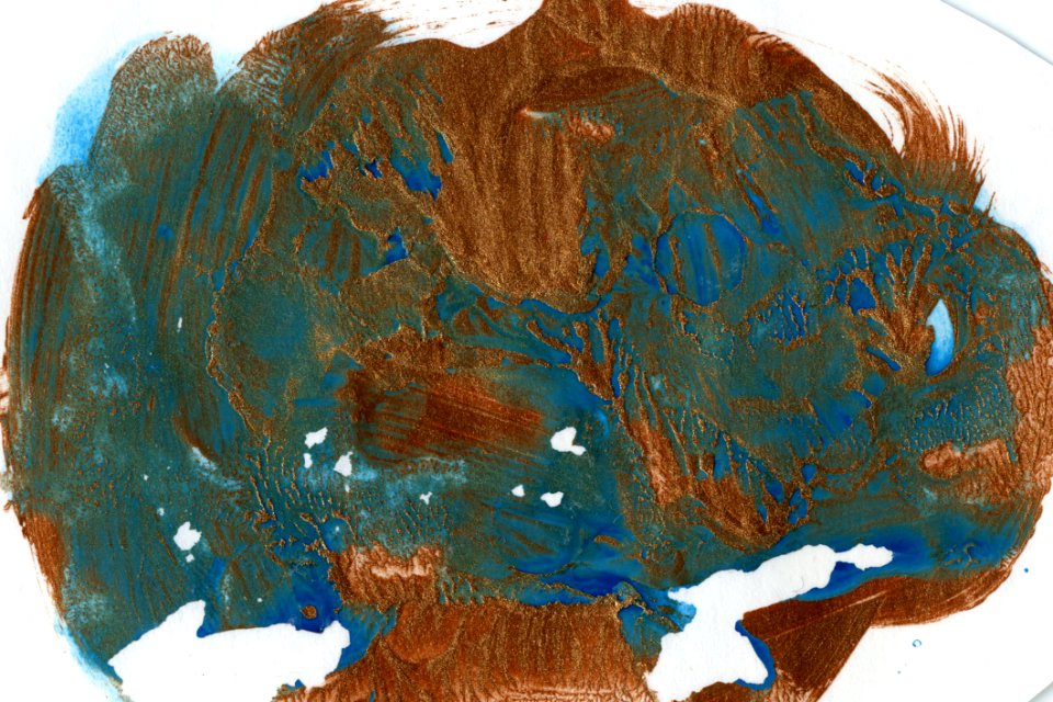 Watercolor Splat Copper And Blue
