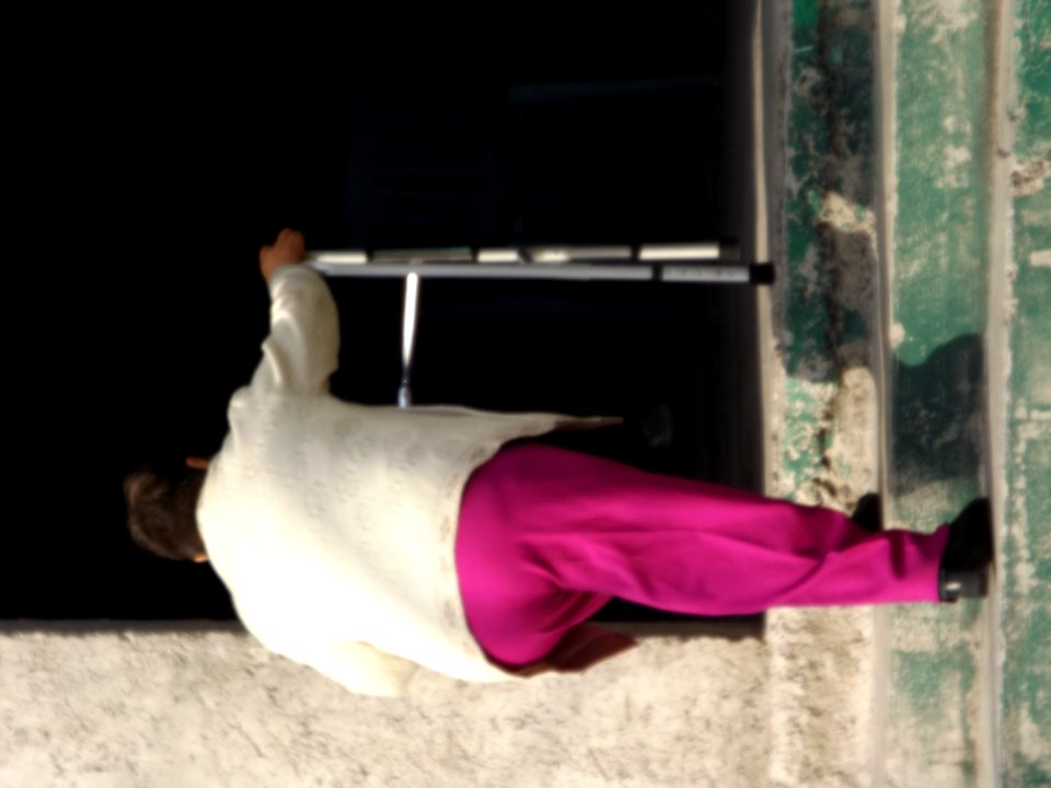 Mujer Con Andadera Subiendo Escaleras