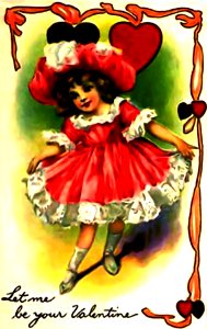 Vintage Valentine Let Me Be Your Valentine Little Girl