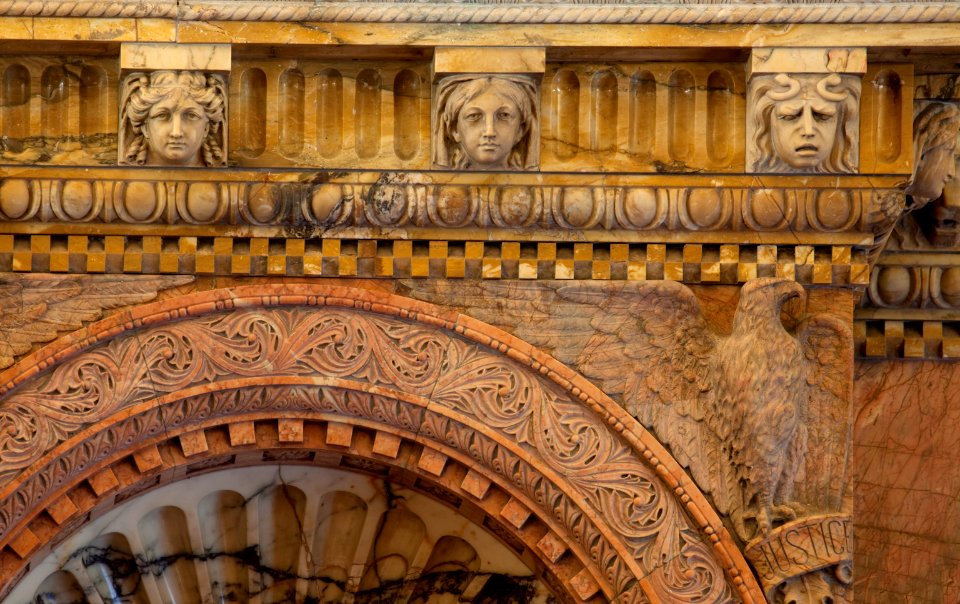 Details from the million dollar courthouse, the Theodore Levin United States Courthouse, Detroit Federal Building, Detroit, Michigan (2010) by Carol M. Highsmith. Original image from Library of Congress.