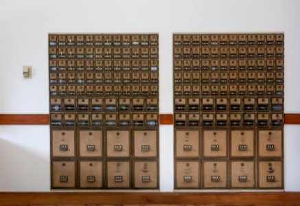 Post office boxes in the Isaac C. Parker Federal Building & U.S Courthouse, Fort Smith, Arkansas (2016) by Carol M. Highsmith. Original image from Library of Congress. photo