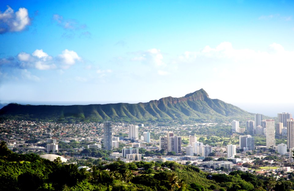 Honolulu, Oahu skyline. Original image from Carol M. Highsmith’s America, Library of Congress collection.