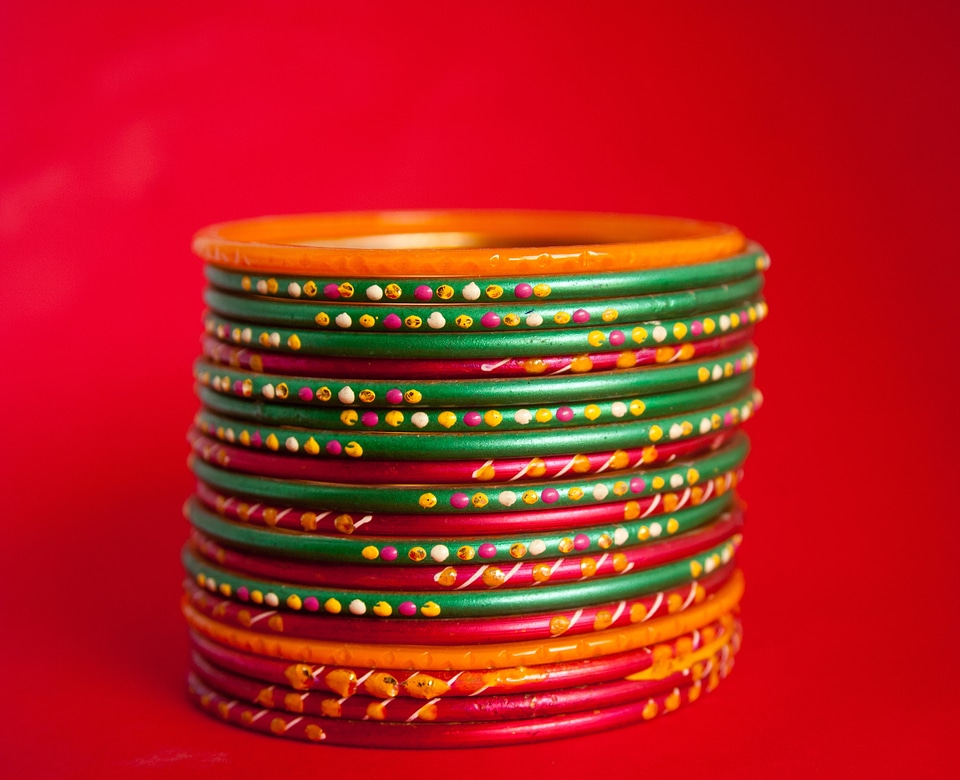 Colorful red background hand