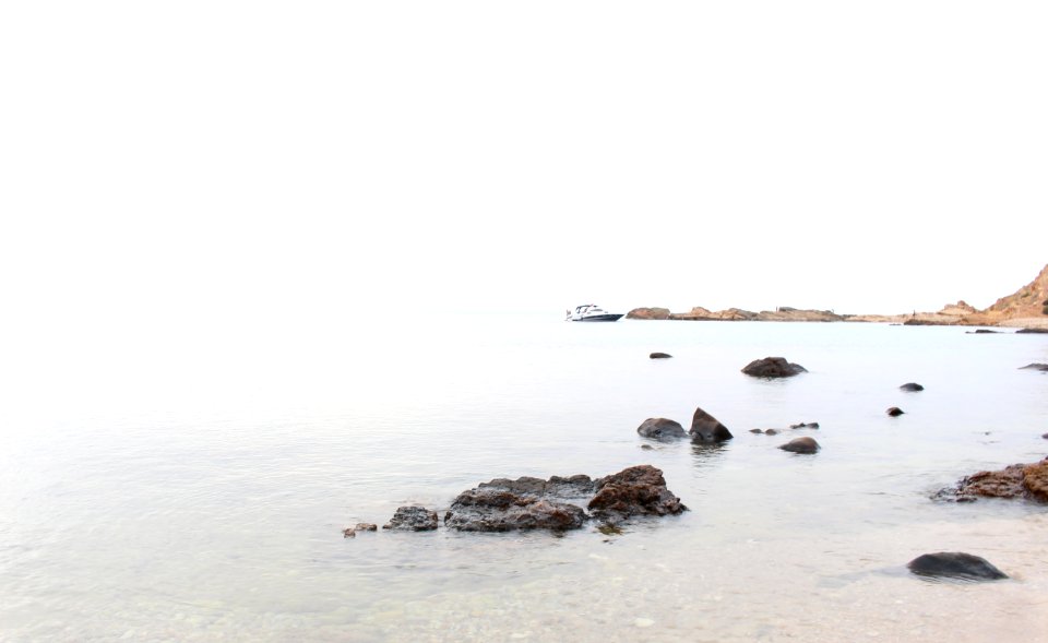 Yacht By Shore On White Background