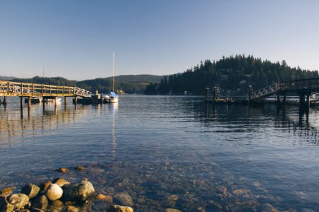 Shore Of Lake By Piers