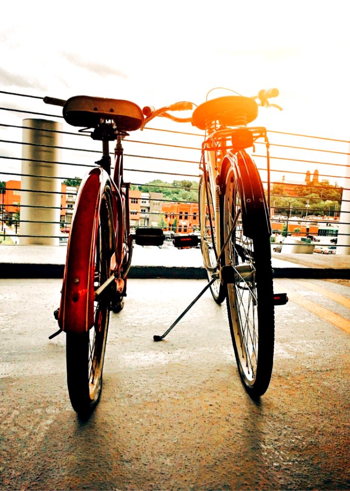Two Bicycles Side By Side In City