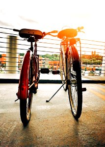Two Bicycles Side By Side In City