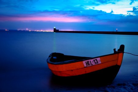 Fishing Boat In Hel By Night Poland