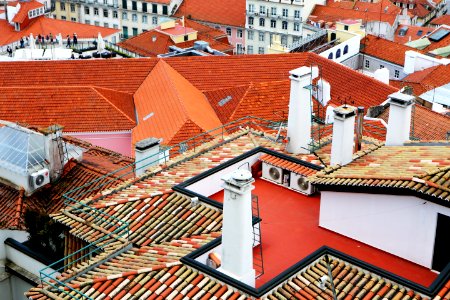 Birds Eye View Of Orange Roofs Houses photo