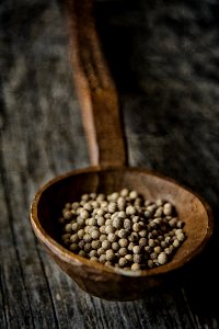 Brown Beans On A Brown Wooden Spoon photo