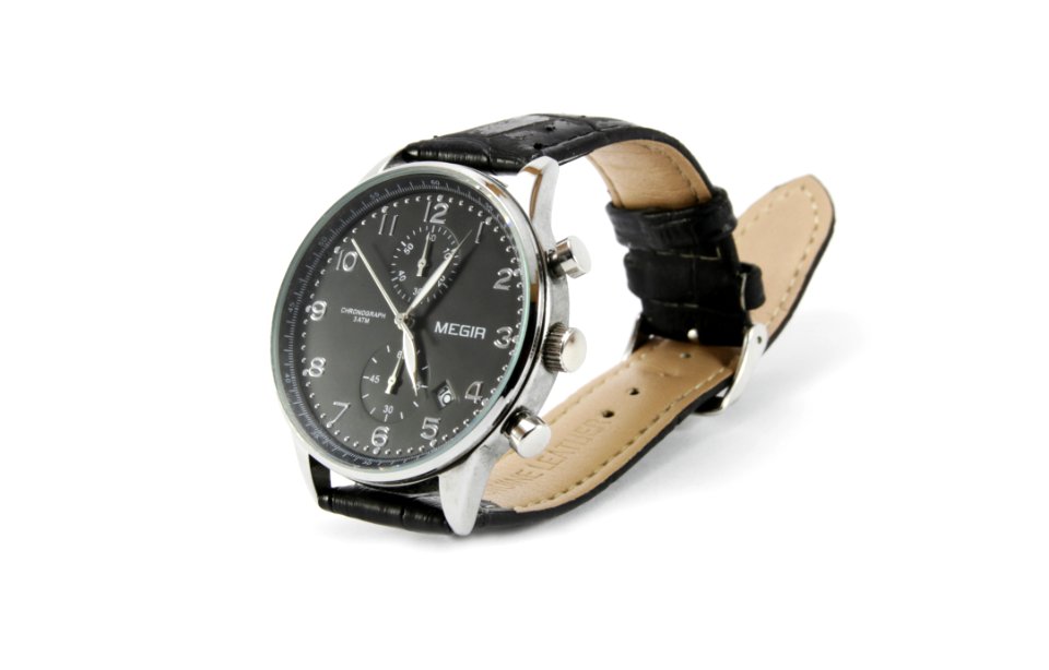 Mens Watch - Leather Strap White Dial