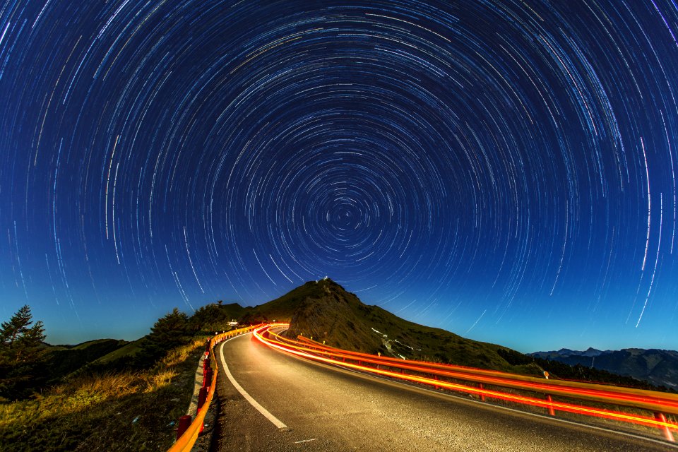 Time Lapse Of Stars And Street