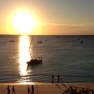 sunset Over Nungwi Beach Zanzibar Tanzania Africa photo