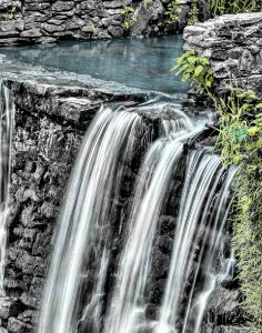 Waterfalls And Gray Stone Near Green Grass photo