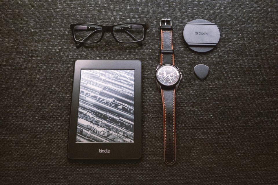 Black Kindle Tablet Turned On