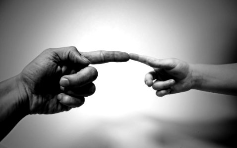 Grayscale Photo Of Human Aligning Fingers