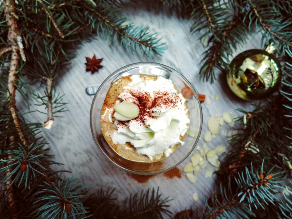 Powdered Cream On Clear Glass Bowl photo