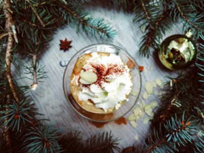 Powdered Cream On Clear Glass Bowl photo