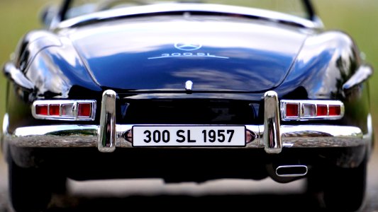 Blue Mercedes Benz With 300 Sl 1957 Car License Plate photo