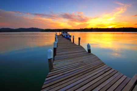Wooden Dock At Sunset View photo