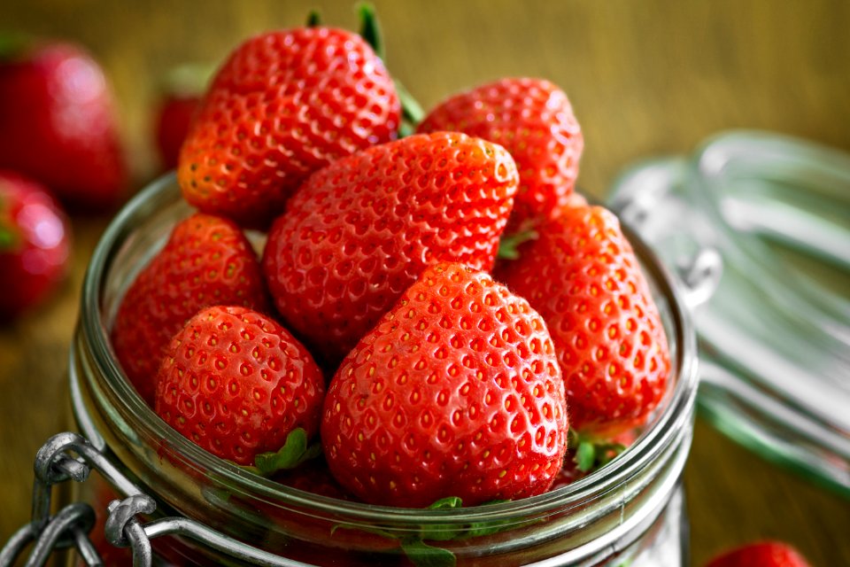 Strawberry In Glass Fido Jar