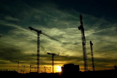 Construction Site At Sunset