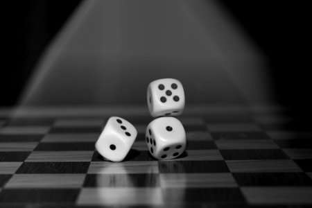 White Dices On Checked Wood photo